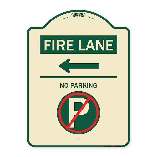 Signmission Fire Lane No Parking W/ No Parking & Left Arrow Heavy-Gauge Alum Sign, 24" x 18", TG-1824-24012 A-DES-TG-1824-24012 - main